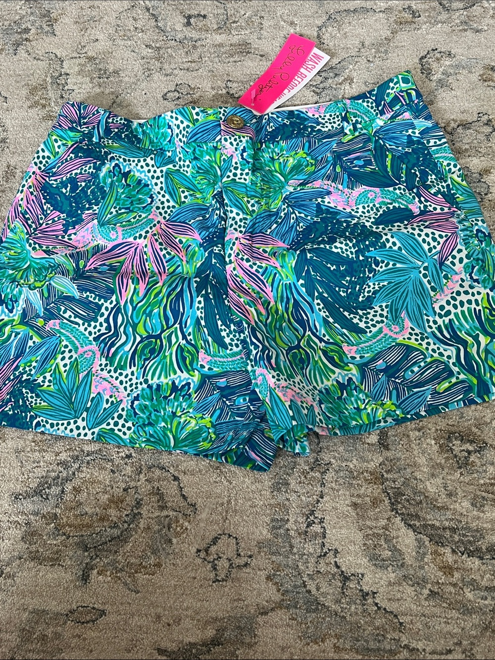 Lilly Pulitzer Multicolor Tropical Print Shorts in Teal, Blue & Pink